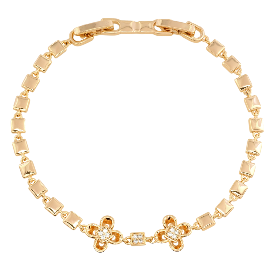 Браслет Xuping Позолота 18K Цветочки длина с доп. замком 16.5,18.5см х 3мм фото №1