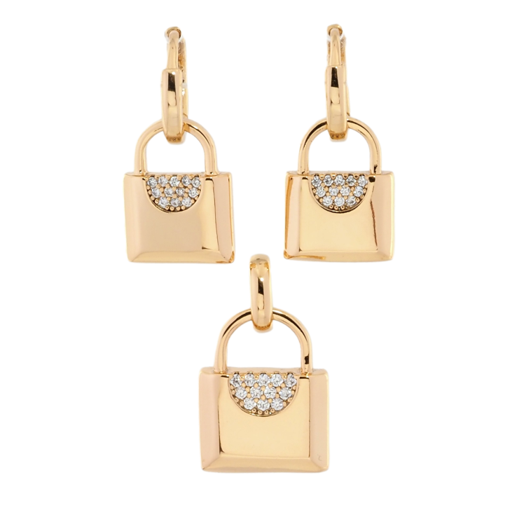 Набор Xuping Позолота 18K Серьги Кулон Замочки с цирконием фото №19 Набор Xuping Позолота 18K Серьги Кулон Замочки с цирконием фото №19