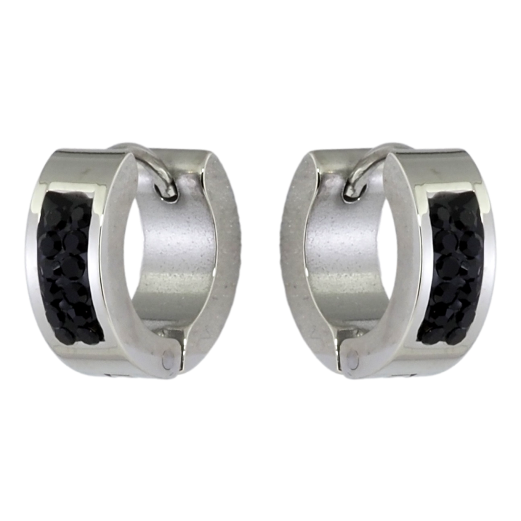 Сережки Xuping TTM Stainless Steel колір Родій колечка Візерунок чорним цирконієм фото №17