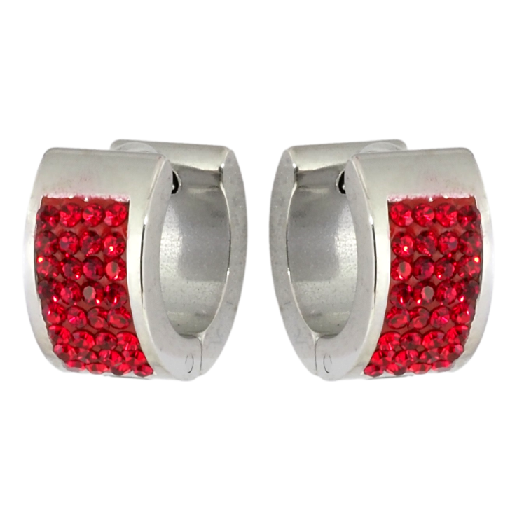 Сережки Xuping TTM Stainless Steel колір Родій колечка Інкрустація червоним цирконієм фото №18