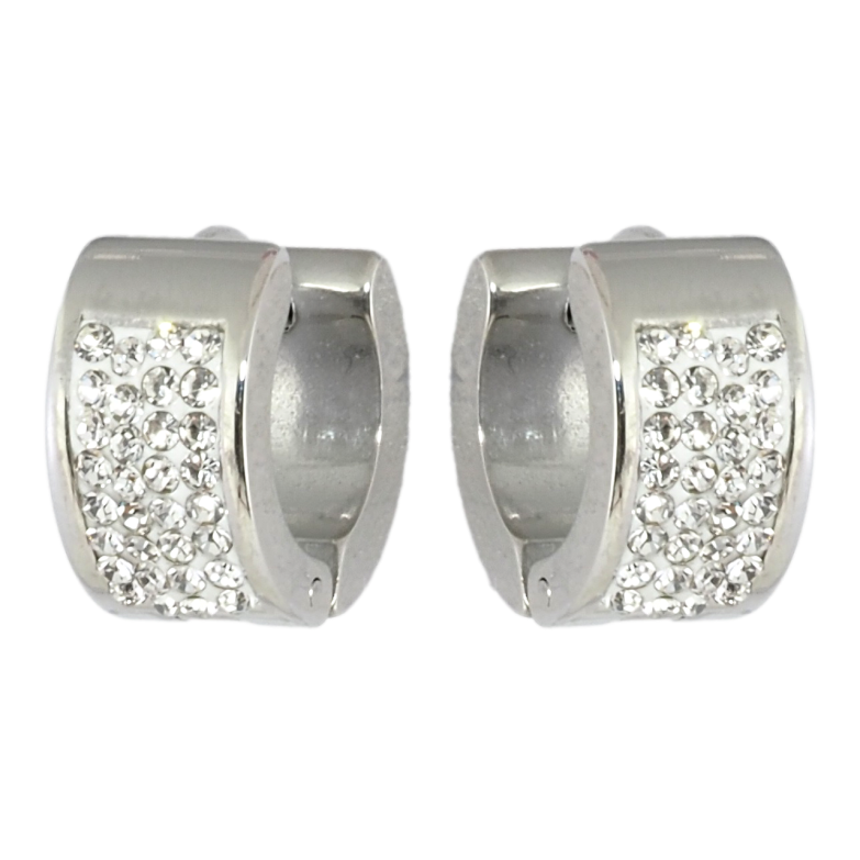 Серьги Xuping TTM Stainless Steel цвет Родий колечки Инкрустация цирконием фото №1