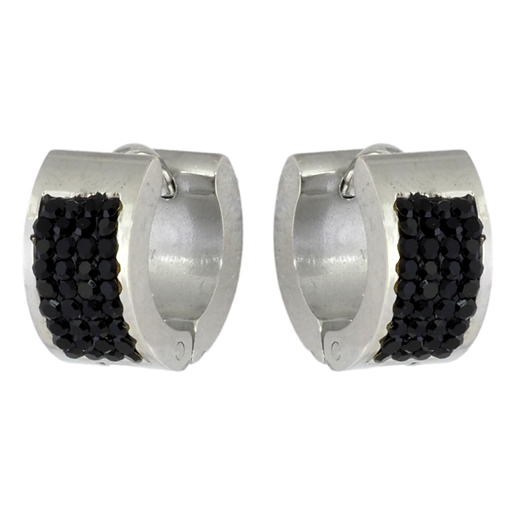 Сережки Xuping TTM Stainless Steel колір Родій колечка Інкрустація чорним цирконієм фото №12