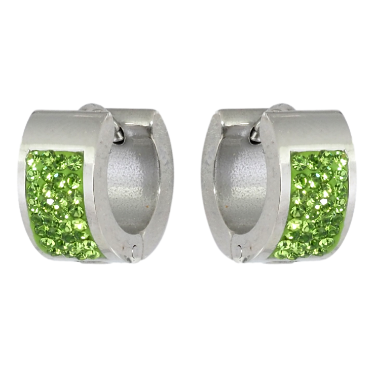 Сережки Xuping TTM Stainless Steel колір Родій колечка Інкрустація зеленим цирконієм фото №20