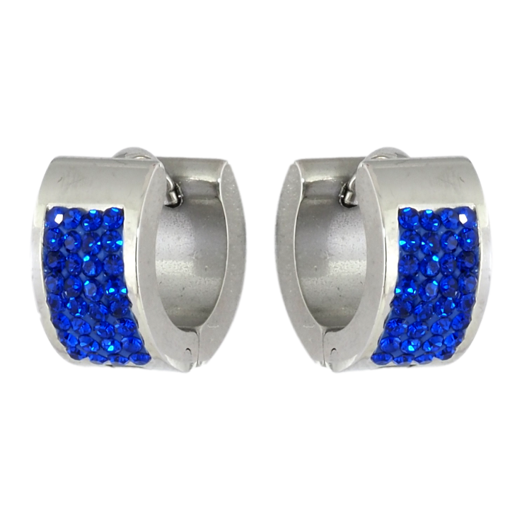 Сережки Xuping TTM Stainless Steel колір Родій колечка Інкрустація синім цирконієм фото №19