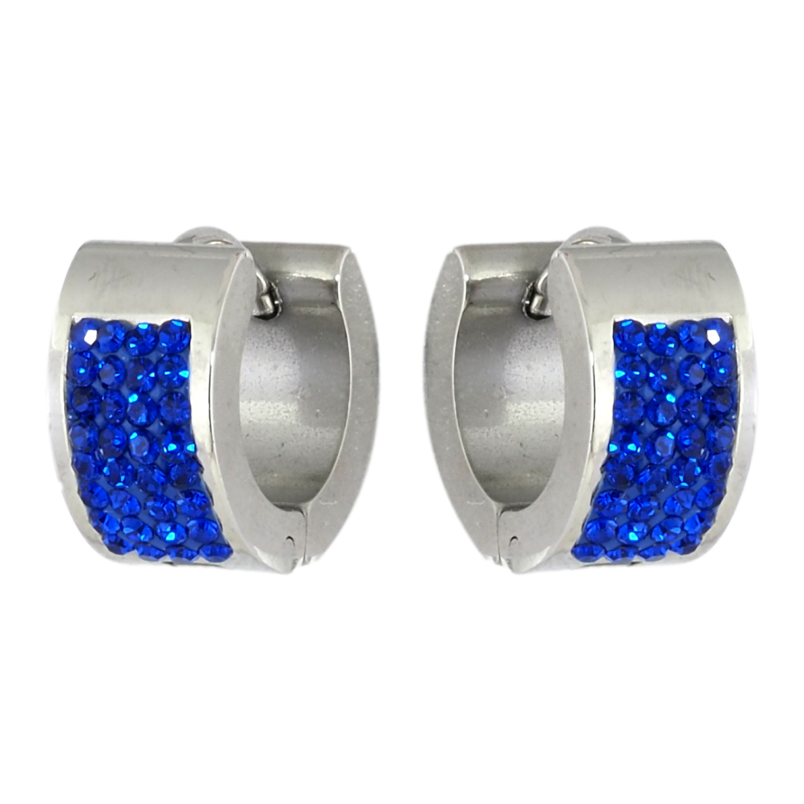 Сережки Xuping TTM Stainless Steel колір Родій колечка Інкрустація синім цирконієм фото №1