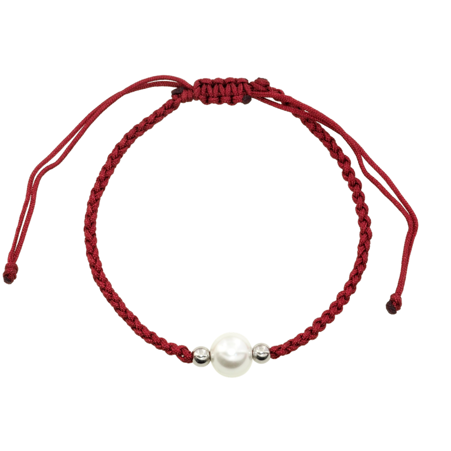 Браслет Xuping ТТМ Stainless Steel цвет Родий Бордовый шнур с жемчужиной, ø 8мм на затяжке 15-27см х 2мм фото №1 Браслет Xuping ТТМ Stainless Steel цвет Родий Бордовый шнур с жемчужиной, ø 8мм на затяжке 15-27см х 2мм фото №1