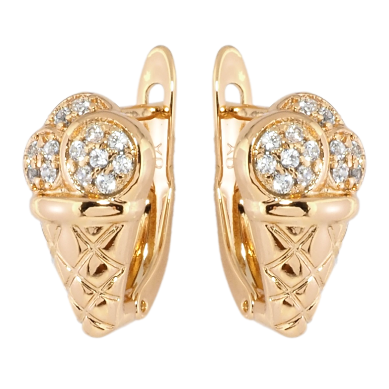 Серьги Xuping Позолота 18K английский замок Мороженое с инкрустацией цирконием фото №1