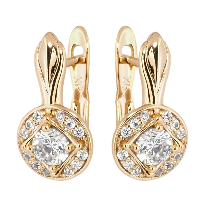 Сережки Xuping Позолота 18K англійський замок Візерунок з цирконієм фото №1