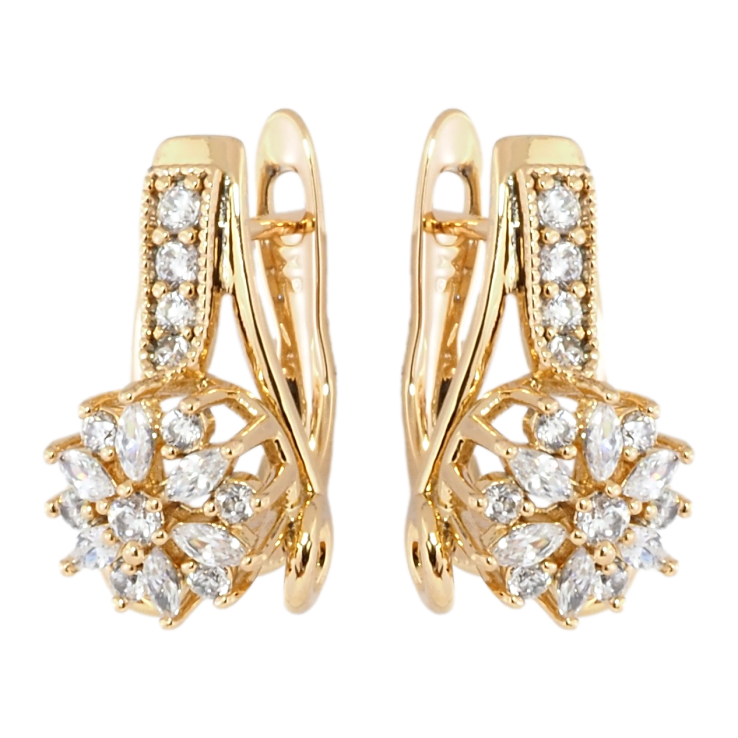 Серьги Xuping Позолота 18K английский замок Цветочный узор с цирконием фото №14