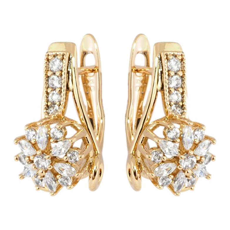 Серьги Xuping Позолота 18K английский замок Цветочный узор с цирконием фото №1