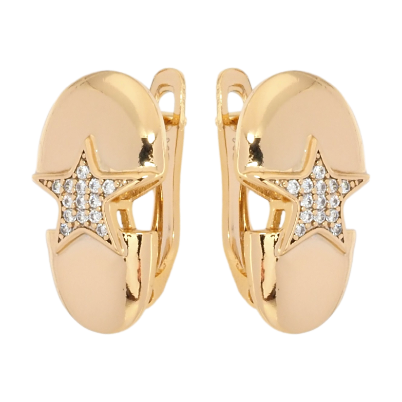 Серьги Xuping Позолота 18K английский замок Звезды с цирконием фото №1