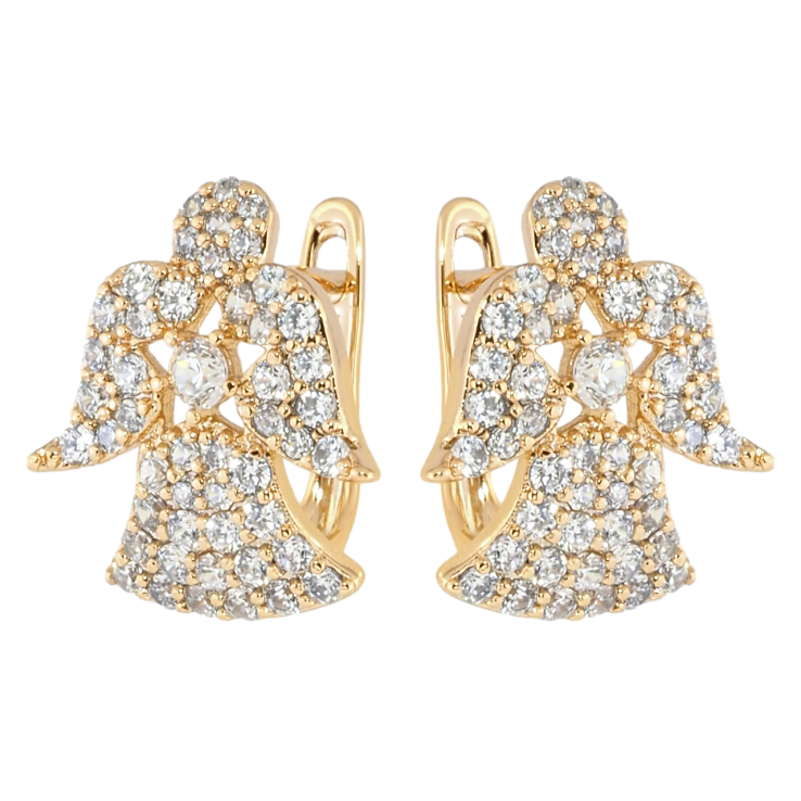 Серьги Xuping Позолота 18K английский замок Ангелочки инкрустация цирконием фото №25