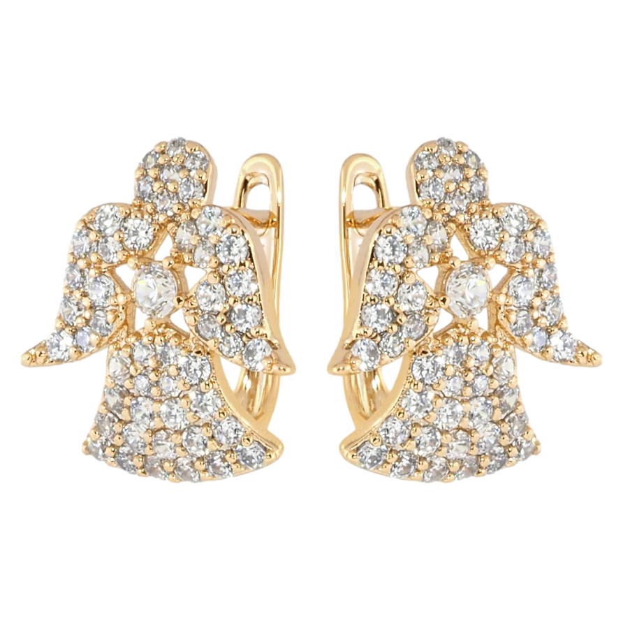 Серьги Xuping Позолота 18K английский замок Ангелочки инкрустация цирконием фото №1