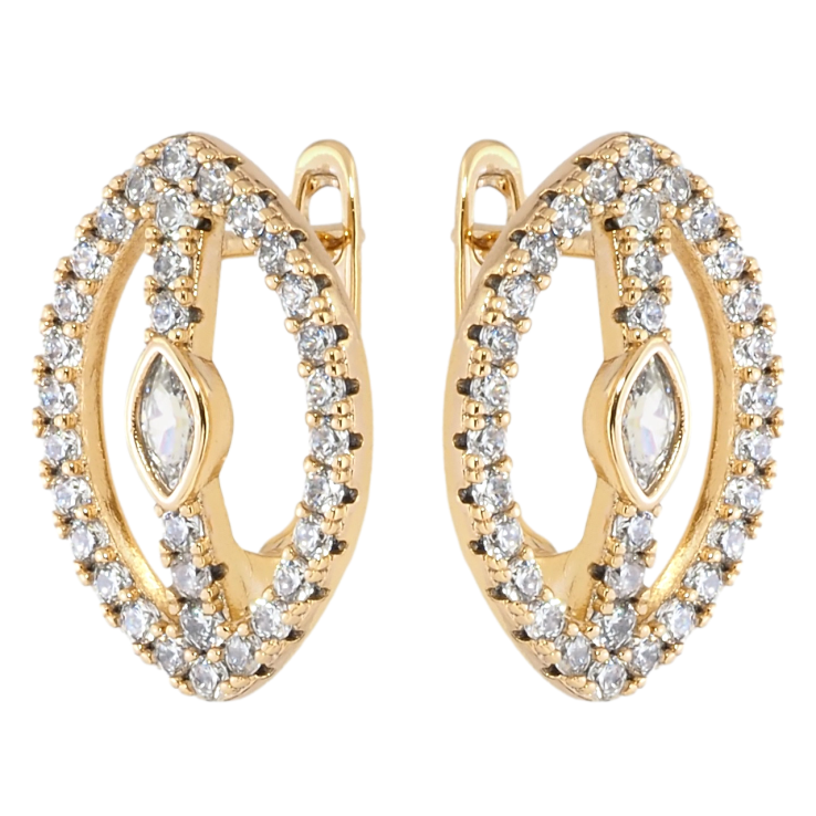 Сережки Xuping Позолота 18K англійський замок Овали з інкрустацією цирконієм фото №23