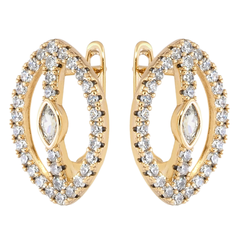 Серьги Xuping Позолота 18K английский замок Овалы с инкрустацией цирконием фото №1 Серьги Xuping Позолота 18K английский замок Овалы с инкрустацией цирконием фото №1