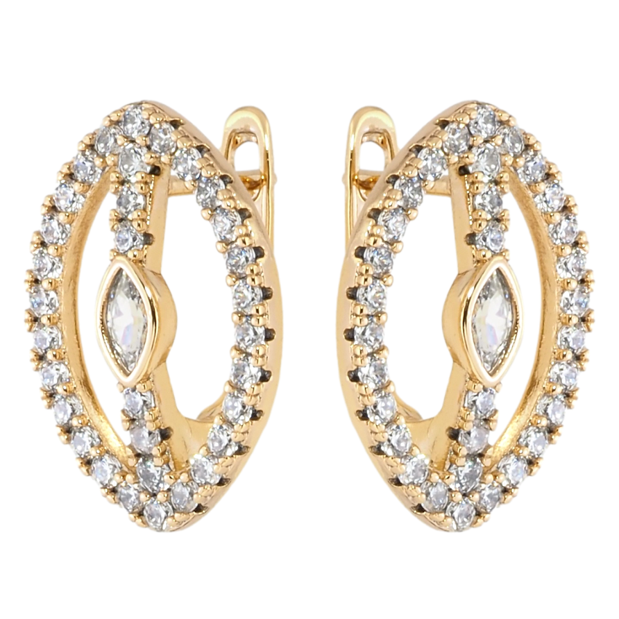 Серьги Xuping Позолота 18K английский замок Овалы с инкрустацией цирконием фото №1