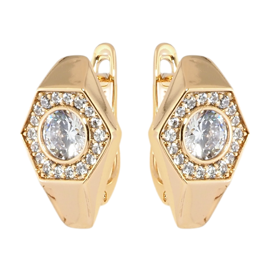 Серьги Xuping Позолота 18K английский замок Фигурный узор с цирконием фото №1