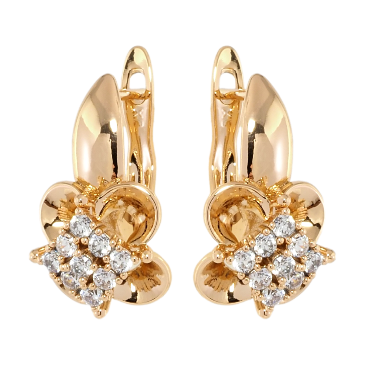 Серьги Xuping Позолота 18K английский замок Цветочки с цирконием фото №20