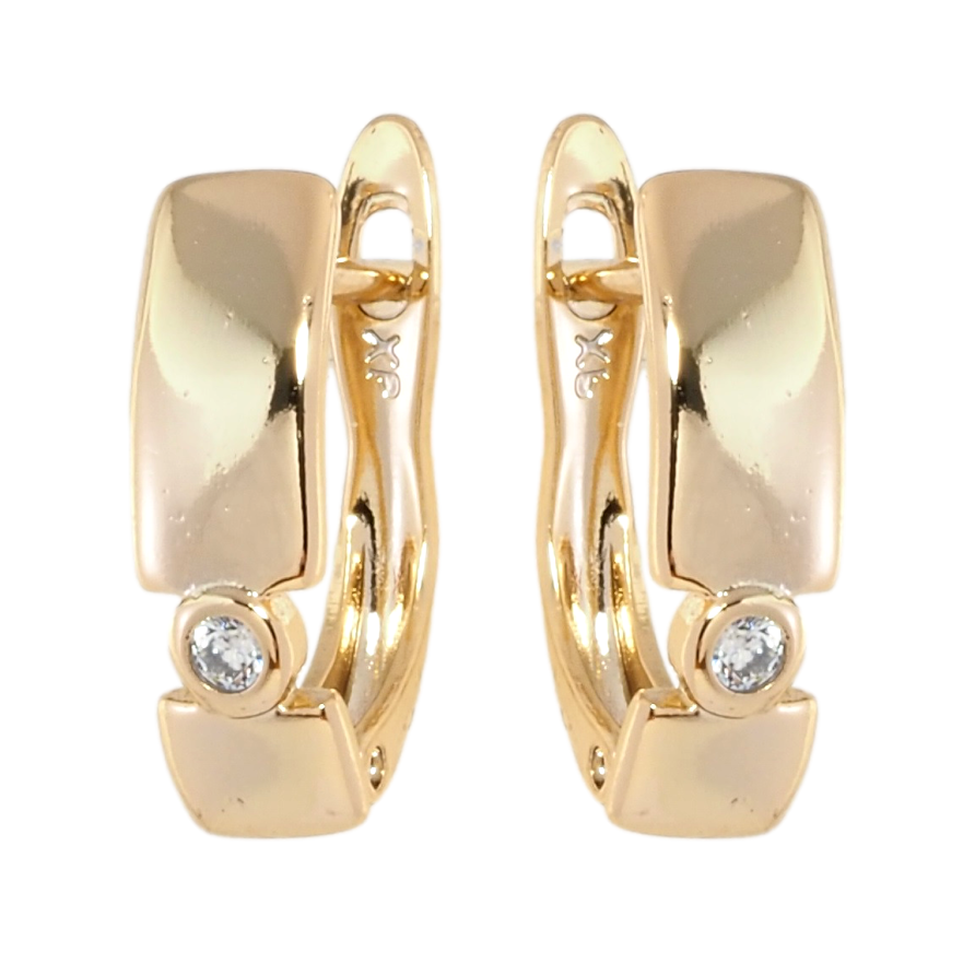 Серьги Xuping Позолота 18K английский замок Прямоугольные с вставками циркония фото №1