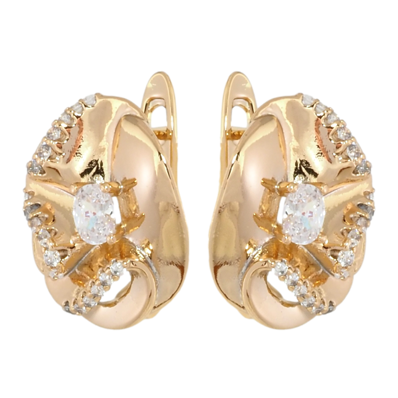 Серьги Xuping Позолота 18K английский замок Декоративные с цирконием фото №1