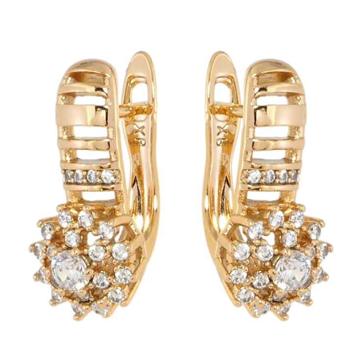 Серьги Xuping Позолота 18K английский замок Цветочки с цирконием фото №21
