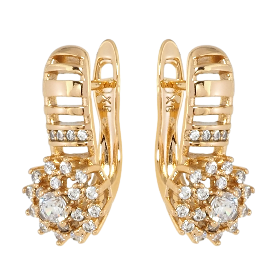 Серьги Xuping Позолота 18K английский замок Цветочки с цирконием фото №1