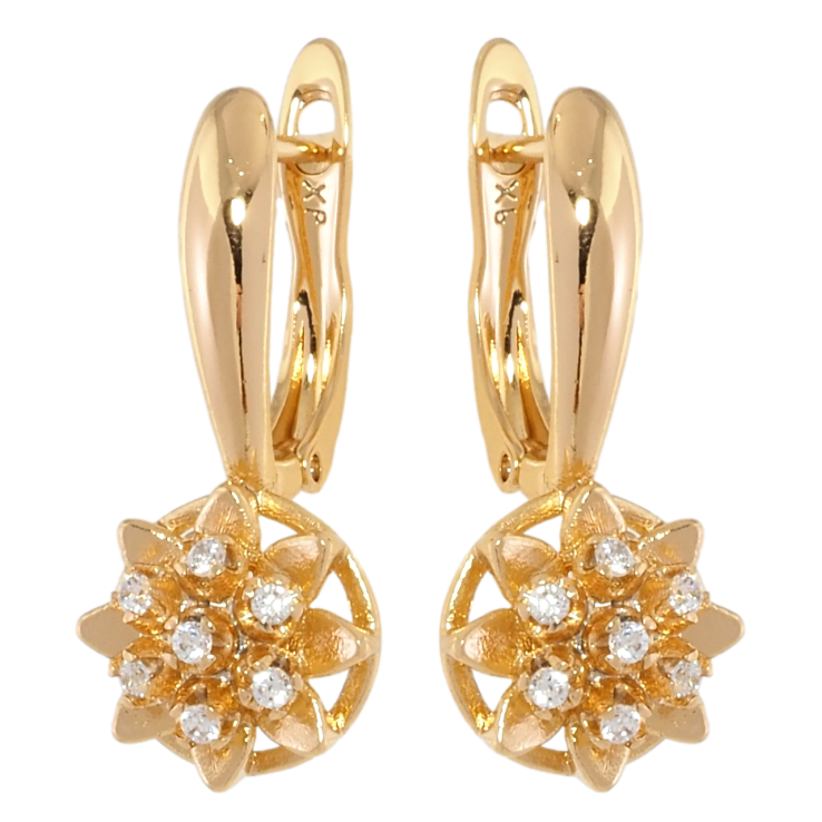 Серьги Xuping Позолота 18K английский замок Цветочки с цирконием фото №16