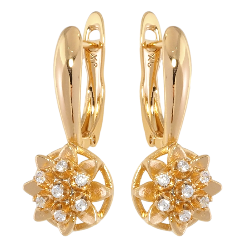 Сережки Xuping Позолота 18K англійський замок Квіти з цирконієм фото №1