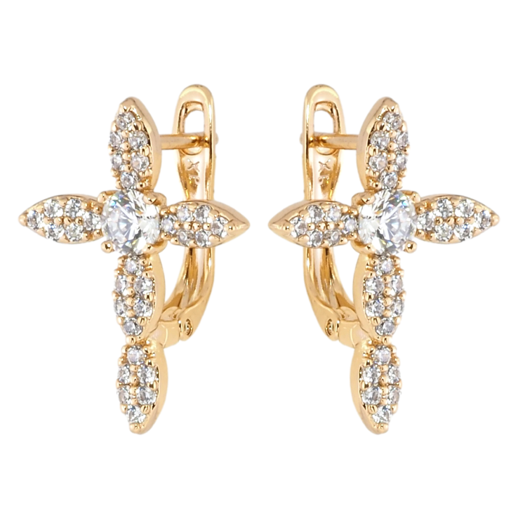 Серьги Xuping Позолота 18K английский замок Крестики с инкрустацией цирконием фото №23