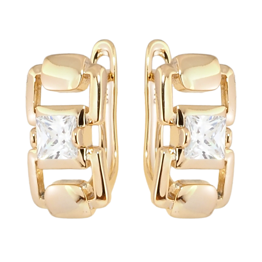 Серьги Xuping Позолота 18K английский замок Декоративный узор с фианитами фото №1