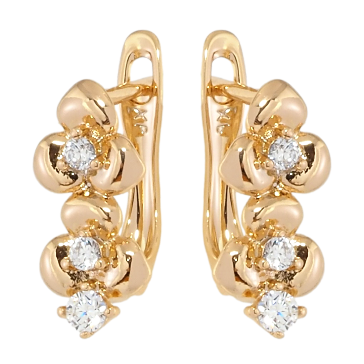 Серьги Xuping Позолота 18K английский замок Цветочки с цирконием фото №17