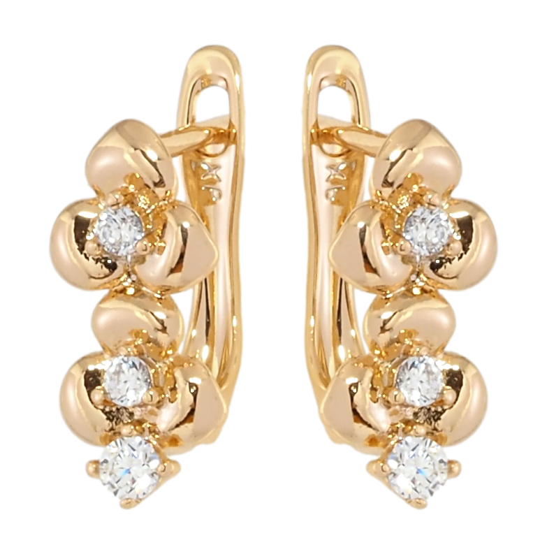 Серьги Xuping Позолота 18K английский замок Цветочки с цирконием фото №1 Серьги Xuping Позолота 18K английский замок Цветочки с цирконием фото №1