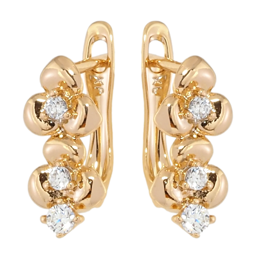 Серьги Xuping Позолота 18K английский замок Цветочки с цирконием фото №1 Серьги Xuping Позолота 18K английский замок Цветочки с цирконием фото №1