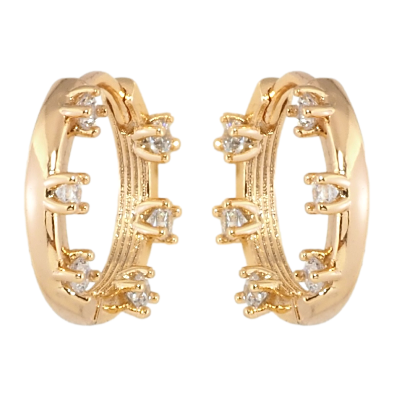 Серьги Xuping Позолота 18K колечки Декоративные с цирконием фото №1