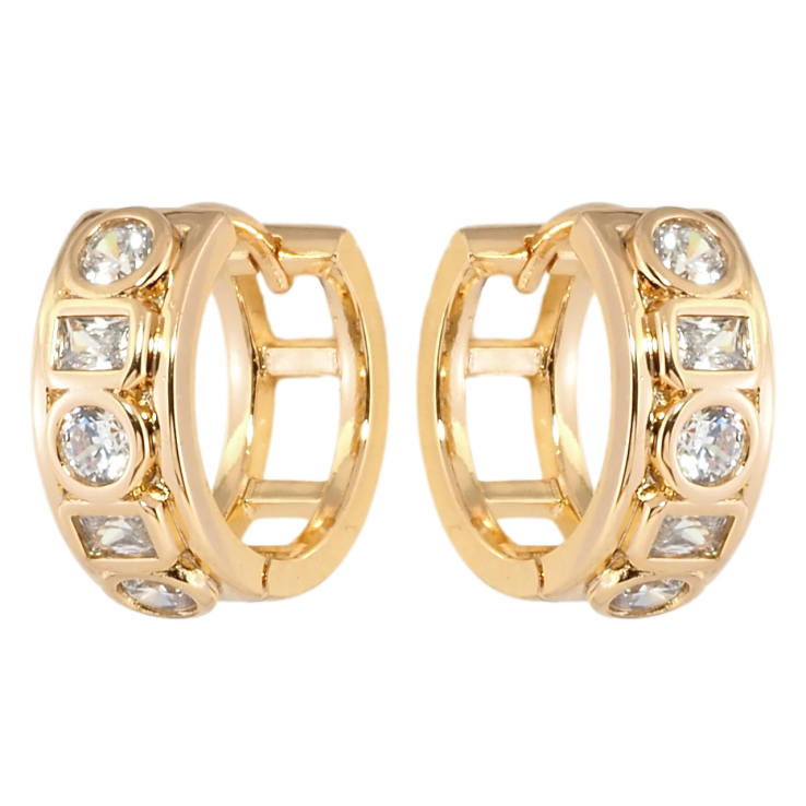 Серьги Xuping Позолота 18K колечки Дорожки циркония фото №14 Серьги Xuping Позолота 18K колечки Дорожки циркония фото №14