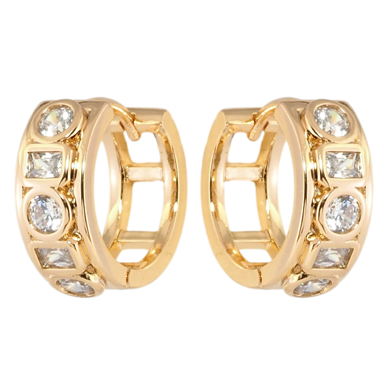 Серьги Xuping Позолота 18K колечки Дорожки циркония фото №1