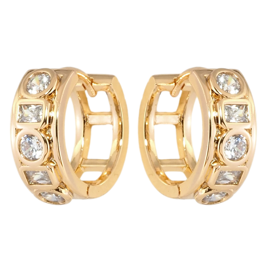 Сережки Xuping Позолота 18K колечка Доріжки цирконію фото №1