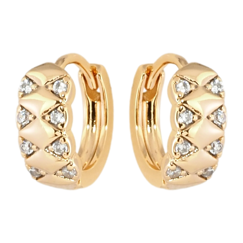 Серьги Xuping Позолота 18K колечки Ромбовый узор с цирконием фото №1 Серьги Xuping Позолота 18K колечки Ромбовый узор с цирконием фото №1