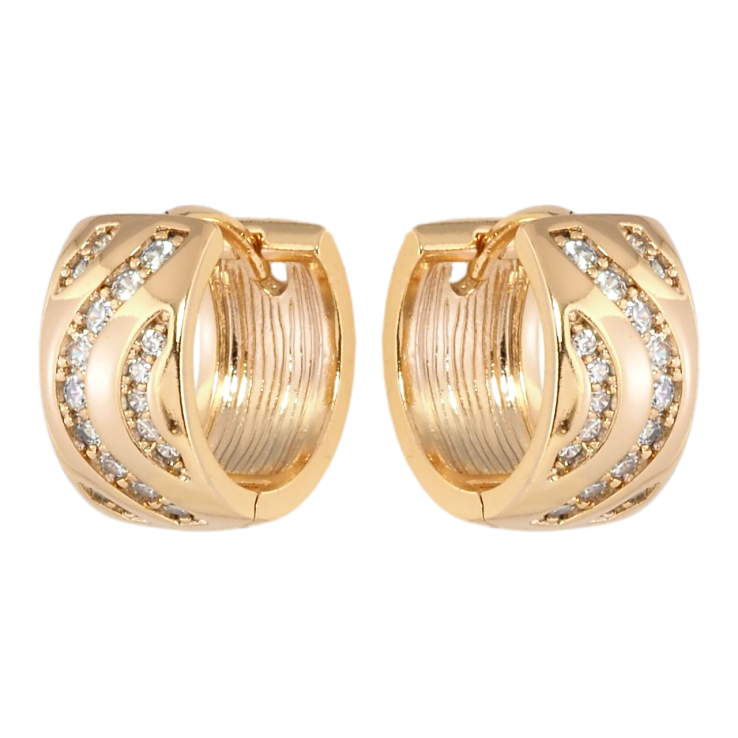 Серьги Xuping Позолота 18K колечки Узор с дорожками циркония фото №24