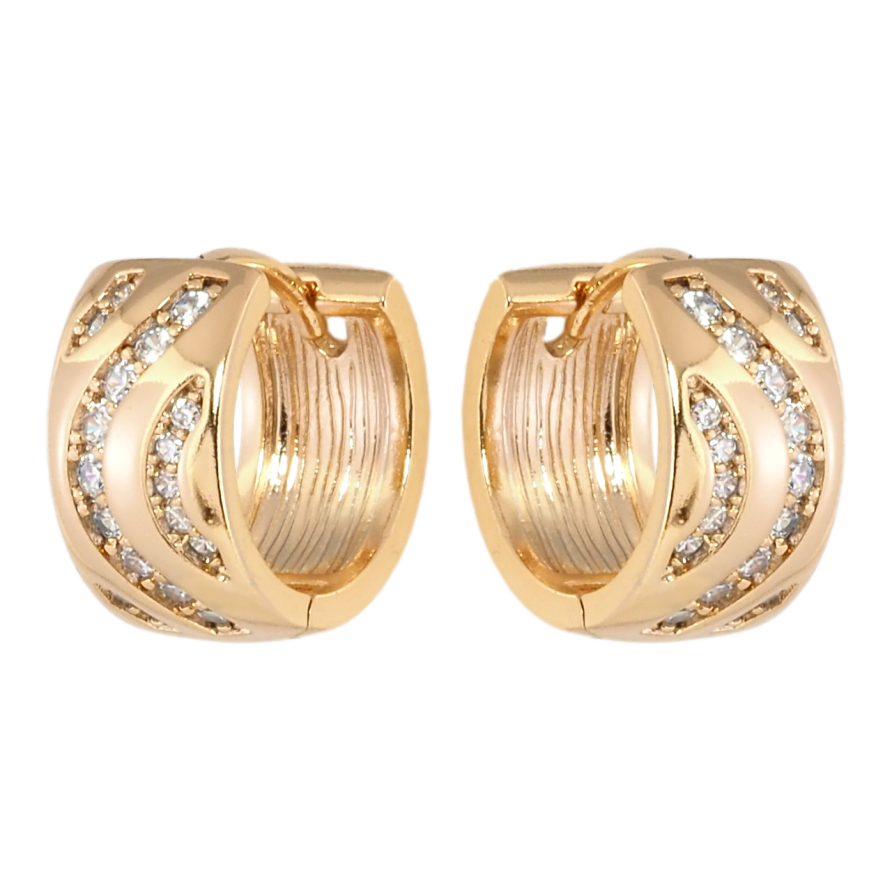 Серьги Xuping Позолота 18K колечки Узор с дорожками циркония фото №1 Серьги Xuping Позолота 18K колечки Узор с дорожками циркония фото №1