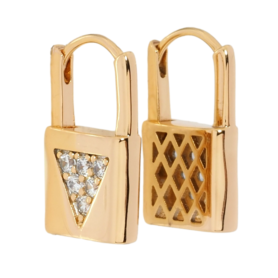 Серьги Xuping Позолота 18K колечки Замочки с цирконием фото №1