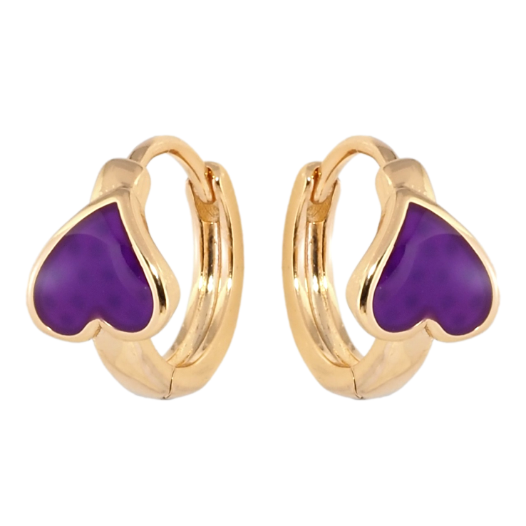 Серьги Xuping Позолота 18K колечки Сердечки с сиреневой эмалью фото №14