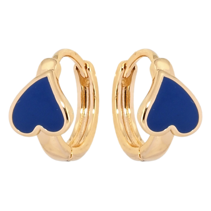 Серьги Xuping Позолота 18K колечки Сердечки с синей эмалью фото №4 Серьги Xuping Позолота 18K колечки Сердечки с синей эмалью фото №4
