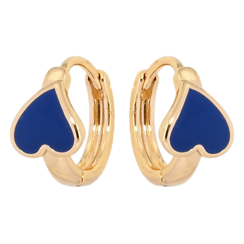Сережки Xuping Позолота 18K колечка Серця з синою емаллю фото №1 Сережки Xuping Позолота 18K колечка Серця з синою емаллю фото №1