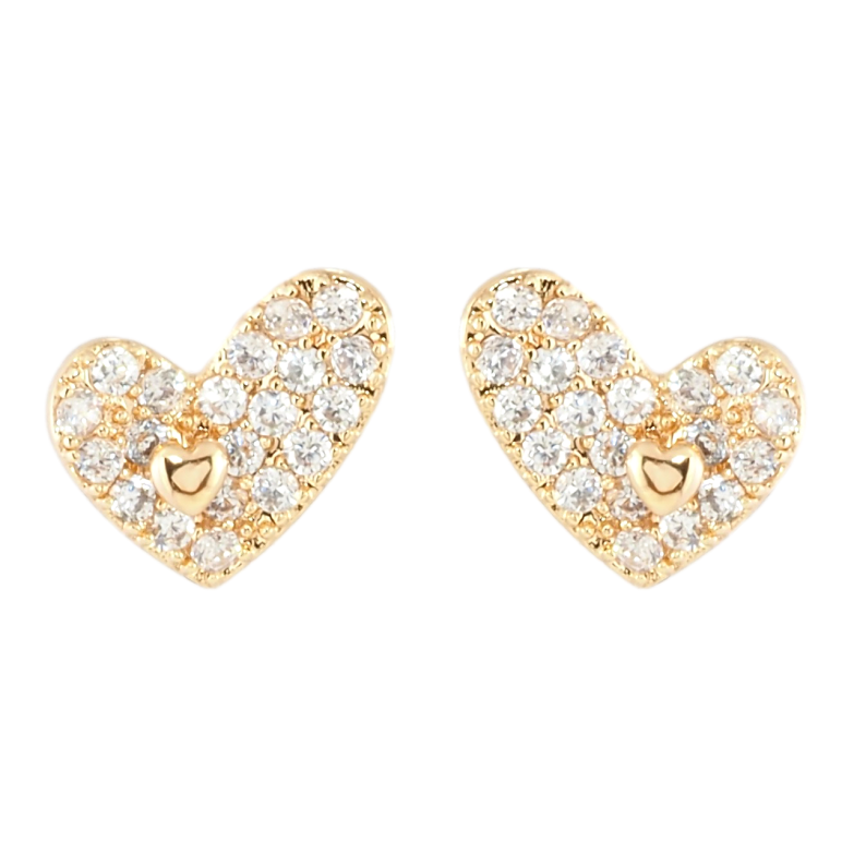Серьги Xuping Позолота 18K пусеты Сердечки с инкрустацией цирконием фото №1 Серьги Xuping Позолота 18K пусеты Сердечки с инкрустацией цирконием фото №1