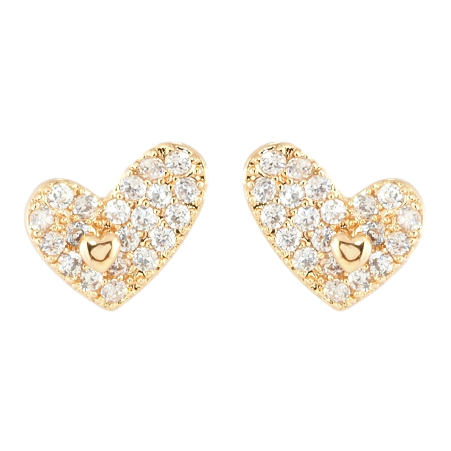 Сережки Xuping Позолота 18K пусети Серця з інкрустацією цирконієм фото №1 Сережки Xuping Позолота 18K пусети Серця з інкрустацією цирконієм фото №1