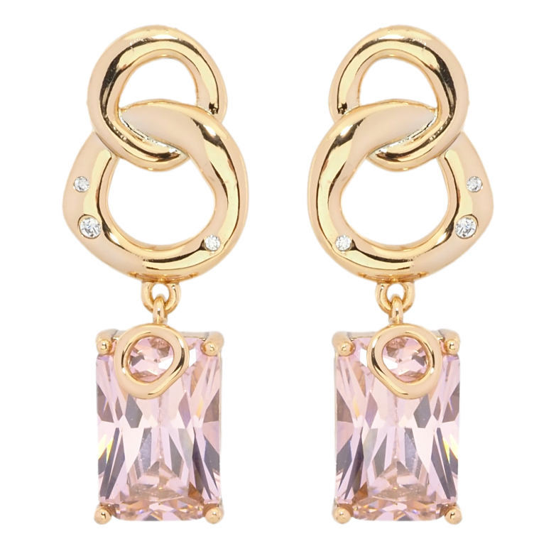 Серьги Xuping Позолота 18K пусеты Подвески с розовыми фианитами фото №1 Серьги Xuping Позолота 18K пусеты Подвески с розовыми фианитами фото №1