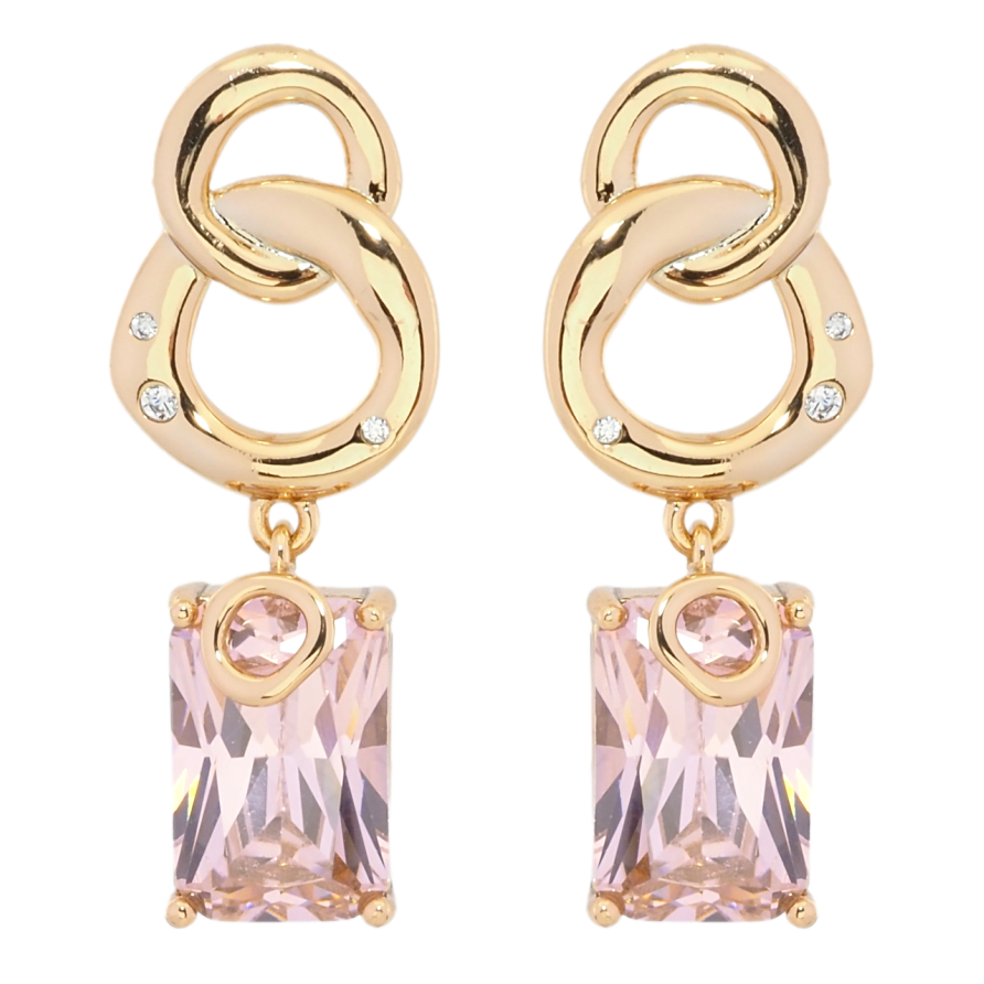 Серьги Xuping Позолота 18K пусеты Подвески с розовыми фианитами фото №1 Серьги Xuping Позолота 18K пусеты Подвески с розовыми фианитами фото №1