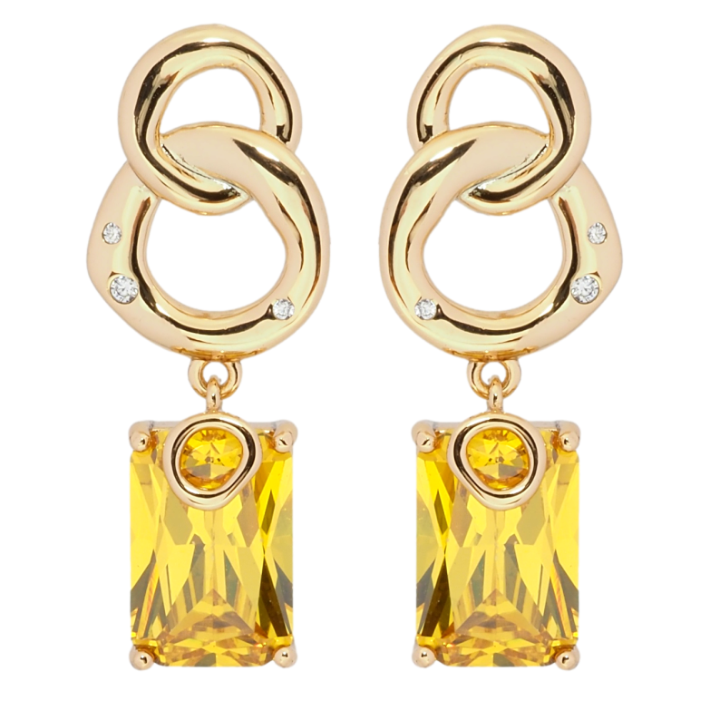 Сережки Xuping Позолота 18K пусети Підвіски з жовтими фіанітами фото №3