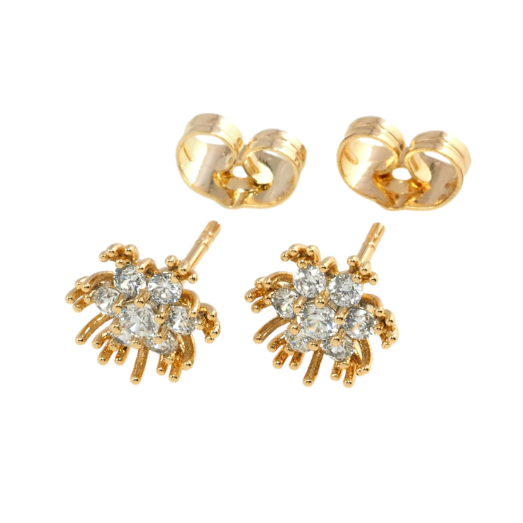 Сережки Xuping Позолота 18K пусети Квіточки з цирконієм фото №4 Сережки Xuping Позолота 18K пусети Квіточки з цирконієм фото №4